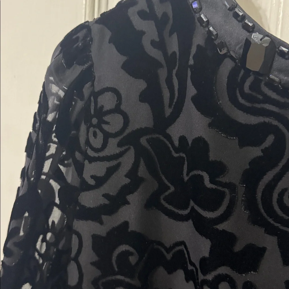 Tory Burch Black Patterned Blouse with Button sleeve Detail - Picture 4 of 7
